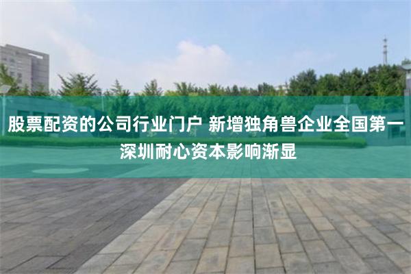股票配资的公司行业门户 新增独角兽企业全国第一 深圳耐心资本